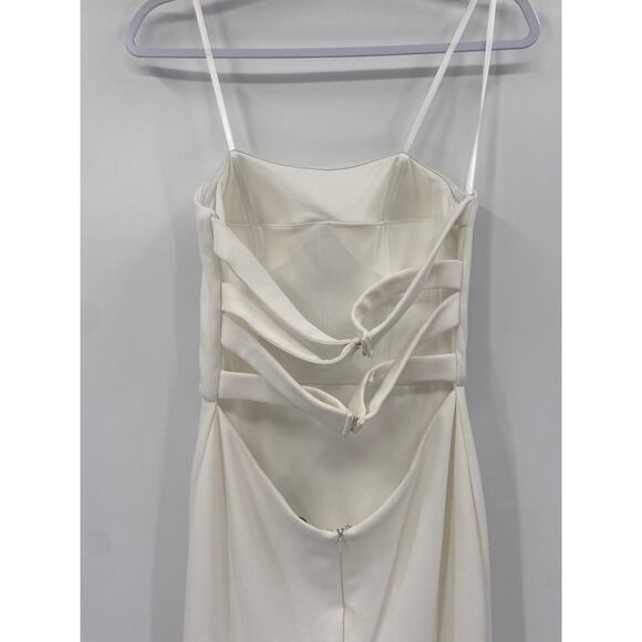 La Femme Simple Strapless Prom Dress With Double Strap Back Dresses White 6 - Picture 4 of 6